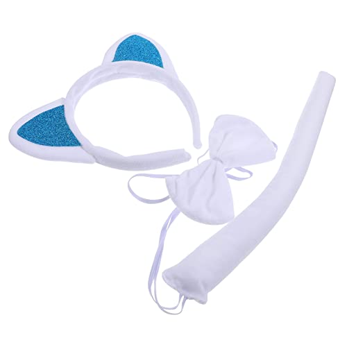 ELAYARD Katzenohren Haarreif mit Katzenschwanz aus Weichem Glitzerndem Plüsch für Tierkostüm Cosplay Party Bühnenauftritt Zubehör von ELAYARD