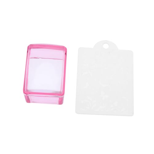 ELAYARD Klare Silikon Nagel Stempel Set mit Flexiblem Schaber für DIY Maniküre Rechteckiger Transparenter Silikonstempel in Rot Langlebig und Präzise für Nagelkunst und Stempelgel Designs von ELAYARD
