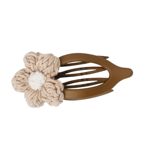 ELAYARD Knitted Flower Hair Clip mit Starkem Kuscheliger Dutt Haarspange für Frauen und Mädchen Gehäkeltes Blüten Design Geeignet für Dickes und Dünnes Haar Styling für Alltag und von ELAYARD