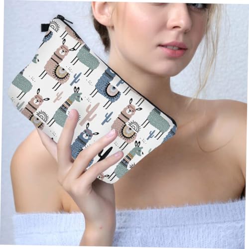 ELAYARD Kosmetiktasche Damen Alpaka Design Digitaldruck Make up Organizer Leichte Reise Kulturbeutel mit Reißverschluss Großes Fassungsvermögen für Kosmetik Lotion Lippenstift und Mehr von ELAYARD