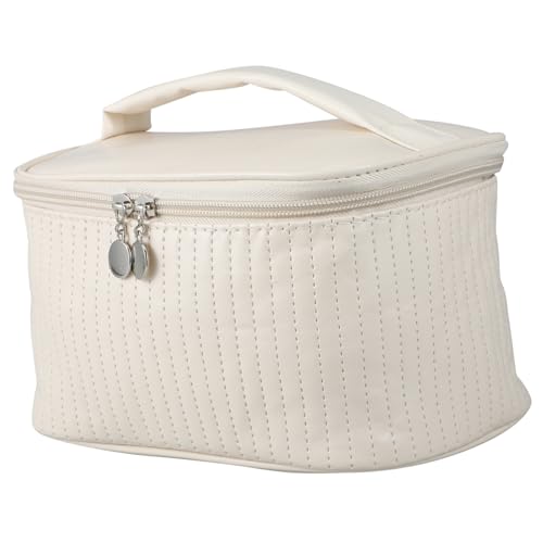 ELAYARD Kosmetiktasche Damen Tragbar mit Reißverschluss Leichte Makeup Organizer Tasche für Reisen Outdoor und Camping Kompakte Toilettentasche in Beige Praktischer Reise Kulturbeutel für von ELAYARD