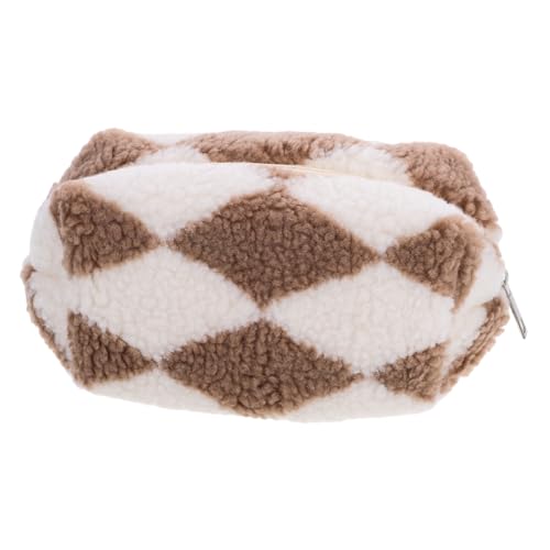 ELAYARD Kosmetiktasche Kariert Flauschig Weich Makeup Bag mit Reißverschluss Multifunktional für Damen Reise und Alltag Großzügig für Kosmetik Stifte und Kleine Accessoires von ELAYARD