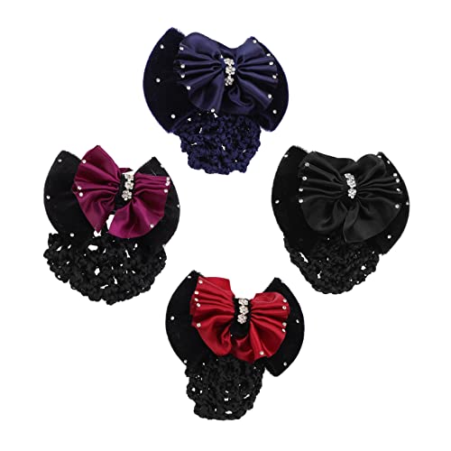 ELAYARD 4stücke Bowknot Haarnetze Für Damen Elegante Haarbun-abdeckungen Und Praktisches Haarzubehör Für Alltag Und Beruf von ELAYARD