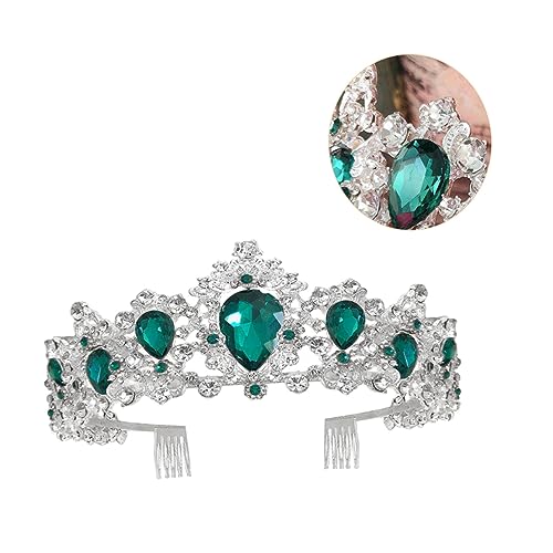 ELAYARD Kristallhaarkamm Kronen Tränenkleid Haarstylingzubehör Brautparty-Tiara hochzeit kopfschmuck Hochzeit Tiara Haarschmuck für Frauen Brautparty-Krone Tiara verkleiden Grün von ELAYARD
