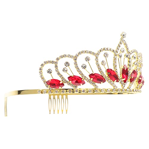 ELAYARD Kristallkrone Braut Haarschmuck mit Funkelnden Strasssteinen Gold Rote Tiara für Hochzeit Braut und Festliche Anlässe Glitzernder Haarschmuck für Mädchen und Frauen von ELAYARD