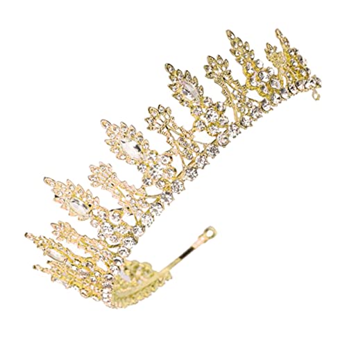 ELAYARD Kristallkrone Braut Tiara aus Legierung Eleganter Kopfschmuck für Hochzeit Ball und Party Goldenes Diadem mit Weißem Zirkonia Stilvolles Accessoire für Festliche Anlässe von ELAYARD