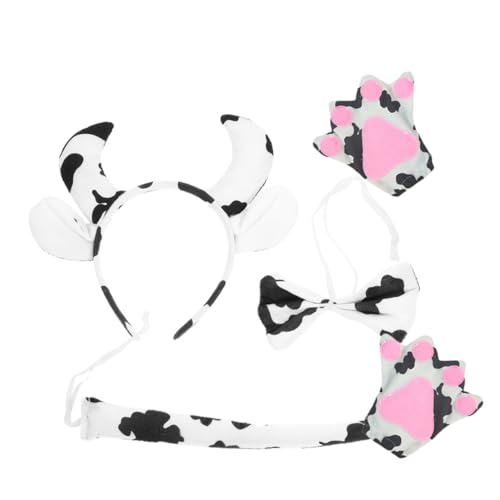 ELAYARD Kuh Kostüm mit Kopfband und Fliege Weiche Bequeme Tierkostüm Accessoires für Cosplay Bühnenauftritte Geburtstags und Maskenpartys Vielseitig Einsetzbar Langlebig und Sicher von ELAYARD
