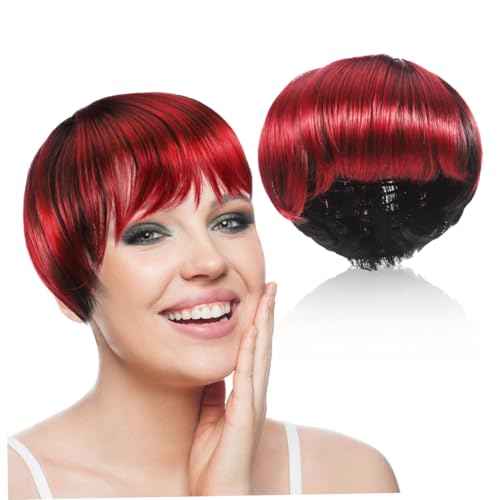 ELAYARD Kurze Bob Perücke Damen mit Natürlichem Ponyersatz Synthetische Leichte Sommer-perücke für Alltag Party und Cosplay Atmungsaktiv und Pflegeleicht Modischer Pixie Schnitt in von ELAYARD
