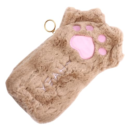 ELAYARD Kuscheliges Katzenpfoten Federmäppchen Plüsch Mäppchen für Erwachsene Kleines Leichtes Stiftemäppchen als Federtasche und Make up Beutel Braun von ELAYARD