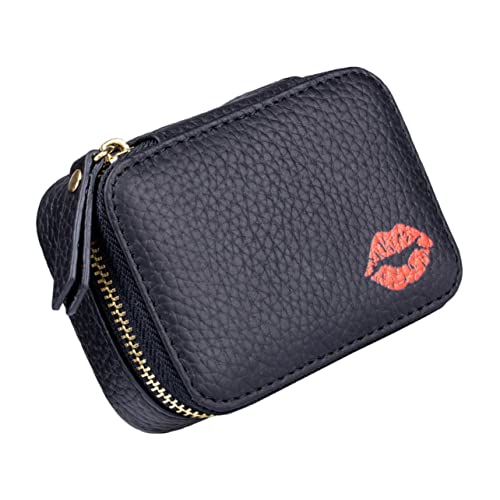 ELAYARD Leder Lippenstift Tasche mit Spiegel Klein Kompakt Tragbar Multifunktional für Damen Reise Make Up Aufbewahrung Zufälliger Stil von ELAYARD