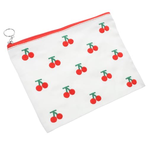 ELAYARD Kleine Kosmetiktasche Mit Reißverschluss Tragbare Schminktasche Im Kirschmuster Für Damen Vielseitig Für Reisen Alltag Büro Und Geschenke von ELAYARD