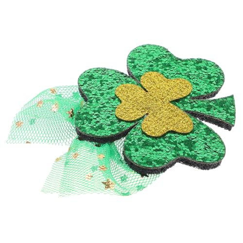 ELAYARD Mesh Schleier Haarspange Für Patrick's Day Dekorativer Haarschmuck Für Mädchen Elegante Grüne Kleeblatt-haarclip Für Partys Und Fotoshootings Leicht Und Bequem Zu Tragen von ELAYARD