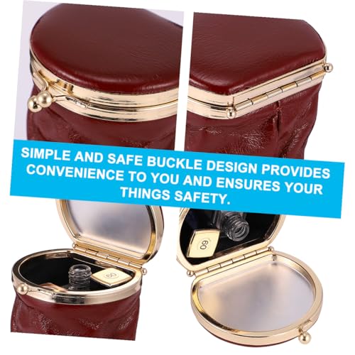 ELAYARD Mini Leder Kosmetiktasche mit Spiegel Retro Lippenstift Tasche Kompakte Make up Aufbewahrungstasche für Damen Tragbar Sicherer Verschluss für Alltag Shopping und Reisen von ELAYARD