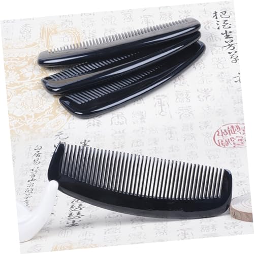 ELAYARD Natürlicher Schwarzer Hornkamm Veredelt Tragbarer Massagekamm für Frauen und Mädchen Feine Zähne Antistatisch Glättend Haarausfall Vorbeugend Kompakt Handlich von ELAYARD