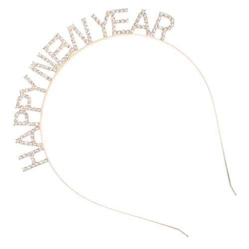 ELAYARD Neujahrs Haarreif Goldfarbenes Leichtes Party Haarband mit Kristallklaren Buchstaben Wiederverwendbares Dekoratives Haar Accessoire für Festliche Fotokabinen und Besondere Anlässe von ELAYARD