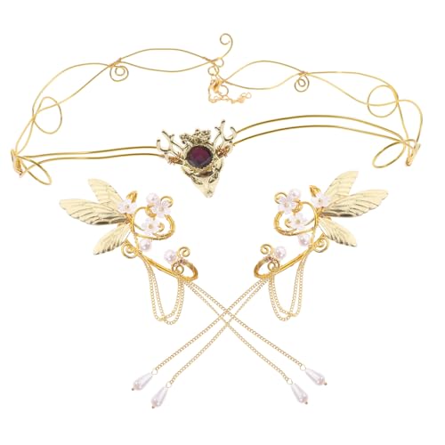 ELAYARD Non piercing Ohrclips mit Elfenkrone und Quasten Leichtes Hautfreundliches Ohrschmuck für Frauen und Mädchen als Brautschmuck und für Besondere Anlässe von ELAYARD