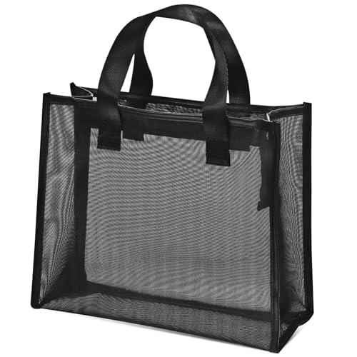 ELAYARD Nylon Mesh Kosmetiktasche Damen Schminktasche Leicht Reise Kulturbeutel Schwarz Fassungsvermögen Organizer Multifunktional Alltag von ELAYARD