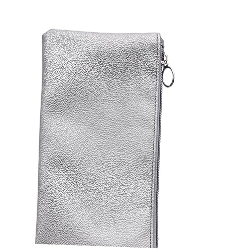 ELAYARD PU Leder Kosmetiktasche mit Reißverschluss Kratzfest Kompakt für Damen Multifunktionaler Kulturbeutel für Reisen Schule und Alltag Silberfarbener Schminkbeutel von ELAYARD