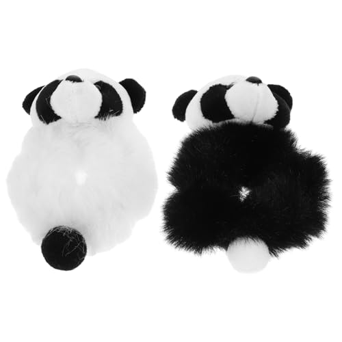 ELAYARD Panda-stirnband Für Jungen Und Mädchen 2er-pack Panda-haargummis Haarseile Weicher Pelziger Pferdeschwanzhalter Haarknoten-accessoires Für Frauen Haargummis Haarbänder von ELAYARD