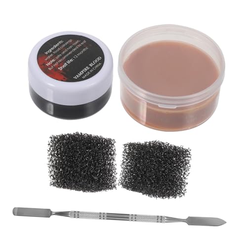 ELAYARD Party Make Up Wachs mit Realistischer Narbensimulation Kunstblut und Modellierwachs für Halloween Fasching und Vampir Kostüme Spatel für Detailreiche Gruselige Effekte von ELAYARD