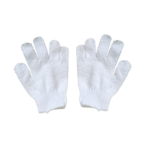 ELAYARD Peelinghandschuh Weiß Fünf Finger Badehandschuh Körperpeeling Massagehandschuh Duschhandschuh Dehnbar Für Männer Frauen von ELAYARD