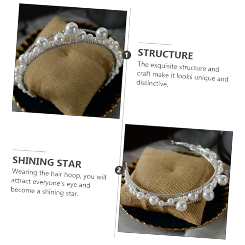 ELAYARD Perlen Haarreif Damen Schmuck Hochzeit Haarschmuck Glänzend Stilvolles Stirnband Frauen Braut Accessoire von ELAYARD