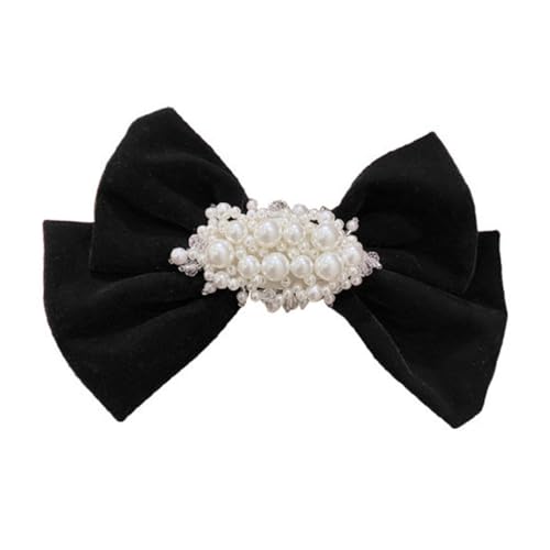 ELAYARD Perlen haarspange mit Schleife Modisches Haarschmuck accessoire für Frauen und Mädchen Geeignet für Party Hochzeit Alltag Stilvoller Bowknot Haarklammer Schwarz von ELAYARD