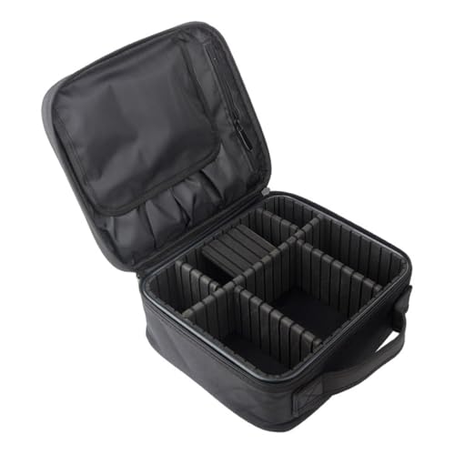 ELAYARD Professionelle Kosmetiktasche Klein Schwarz mit Verstellbaren Trennwänden Tragbarer Makeup Organizer für Reisen Kompakte Make Up Box für Frauen und Maskenbildnerinnen von ELAYARD