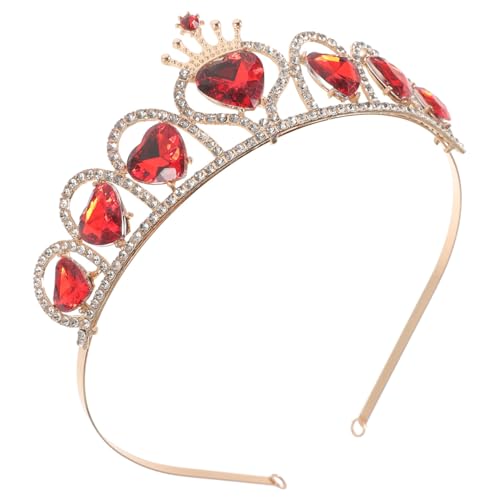 ELAYARD Retro Rote Kristallkrone Braut Haarschmuck Tiara mit Strass und Perlen Braut Kopfbedeckung mit Haarspangen Bequem und Sicher für Hochzeit und Party von ELAYARD