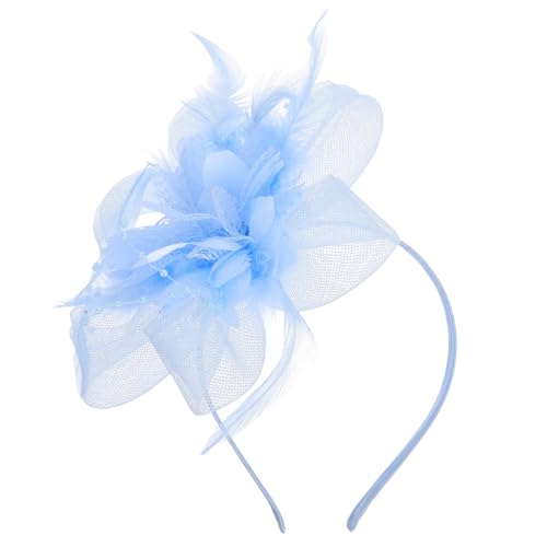 ELAYARD Romantischer Fascinator Haarclip und Stirnband mit Netz und Leichter Hochzeitshut für Damen Vintage Haarschmuck für Party Braut und Festliche Anlässe Hellblau von ELAYARD