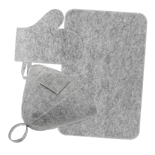 ELAYARD Saunahut Filz Set mit Handschuh und Sitzauflage Atmungsaktive Wärmekappe für Damen und Herren Hautfreundlich Weiche Saunazubehör für Umfassenden Schutz von Haar und Händen von ELAYARD