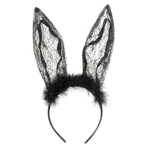 ELAYARD Kaninchenohren Haarband Mit Spitze Ohren Stirnband Für Halloween Fest Dekorativer Tier Kopfschmuck Für Erwachsene von ELAYARD