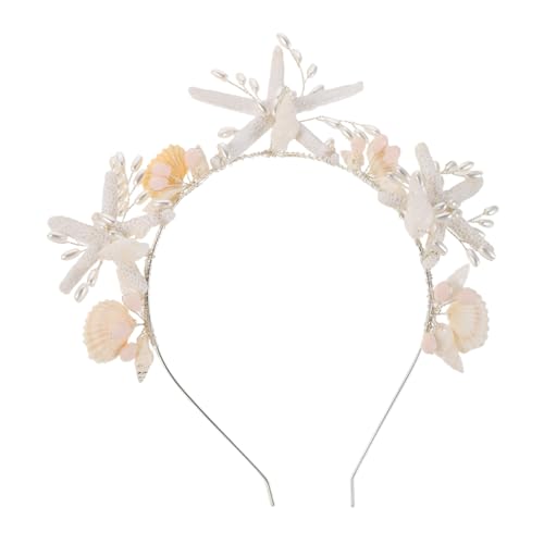 ELAYARD Silbernes Meerjungfrau Haarband mit Perlen und Muschelkrone Leichtes Langlebiges Braut Stirnband für Frauen und Mädchen Geeignet für Strandhochzeit und Festliche Anlässe von ELAYARD