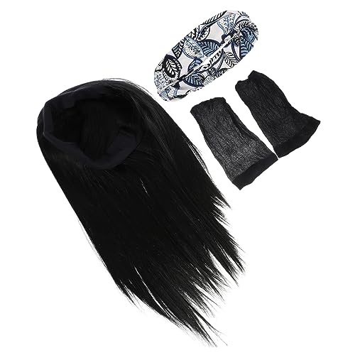 ELAYARD Stirnbandperücke Mit Lange Gerade Haarperücke Und Netz Für Schwarze Frauen Modische Haarperücke Mit Bequemem Sitz Teile von ELAYARD