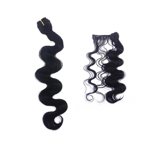 ELAYARD Synthetische Body Wave Haarverlängerungen Leichte Wellige Haarsträhnen Ausfall Hitzebeständig Natürliches Styling für Frauen und Mädchen zum Einflechten und Auffrischen von ELAYARD