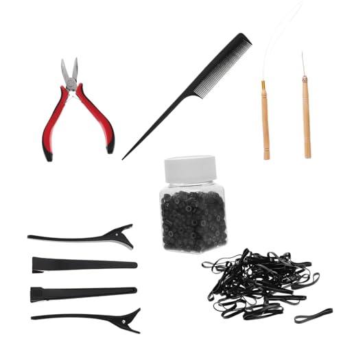 ELAYARD Teiliges Haarverlängerungs mit Haarklammern Häkelnadel und Silikonringe Dunkle Farbe Profi Tool für Haarverlängerung und Flechtfrisuren Langlebig und Vielseitig Zufällige Farbe von ELAYARD