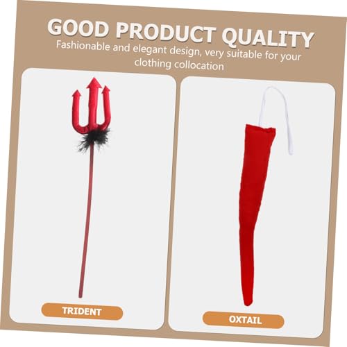 ELAYARD Teufelshörner Haarreif Teiliges Halloween Cosplay Set mit Roter Kunstfell Unisex Kostümzubehör für Teufel Geeignet für Party Karneval Fasching und Festliche Anlässe von ELAYARD