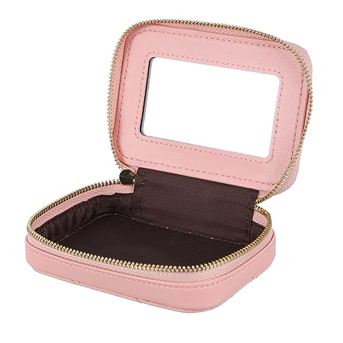 ELAYARD Tragbare Lippenstift Aufbewahrungstasche mit Spiegel Kleine Kosmetiktasche aus Rindsleder Multifunktionale Schminktasche für Reisen Damen für Lipgloss und Make Up von ELAYARD