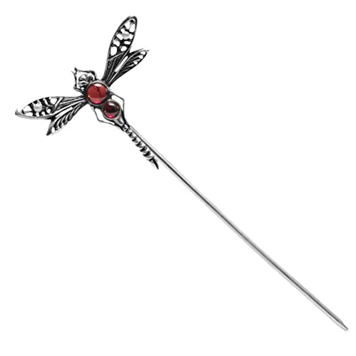 ELAYARD Versilberte Chinesische Haarnadel mit Libellen und Achat Verzierung Eleganter Haarschmuck für Frauen Vielseitiger Chignon Haarstab Passend zu Hanfu und Festlichen Anlässen von ELAYARD