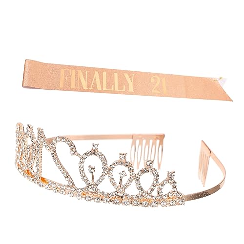 ELAYARD Verstellbare Geburtstags Schärpe Zarter Krone Party Deko Set für Mädchen Geburtstagsschärpe und Tiara Verstellbar Festlich Teiliges Set von ELAYARD