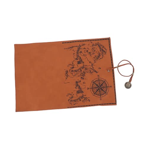 ELAYARD Vintage Leder Roll Up Federmäppchen mit Retro Kartenmuster Großes Fassungsvermögen Faltbar und Platzsparend Praktische Stifteaufbewahrung für Schule Büro und Künstlerbedarf von ELAYARD