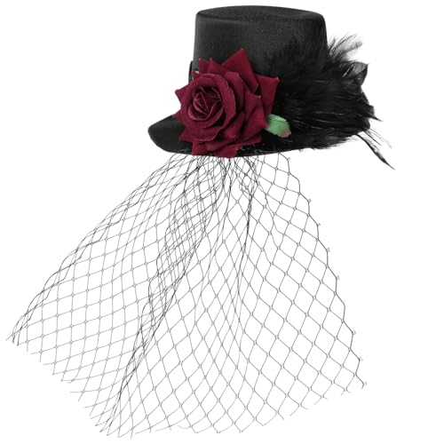 ELAYARD Vintage Stil Rot Netz Hut für Damen und Herren für Halloween Partys und Festliche Dekoration Eleganter Kopfschmuck mit Clipfixierung Leicht und Bequem ELAYARD Vintage Stil Rot Netz Hut für Damen und Herren für Halloween Partys und Festliche Dekoration Eleganter Kopfschmuck mit Clipfixierung Leicht und Bequem von ELAYARD