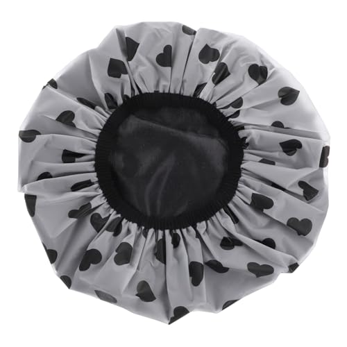 ELAYARD Wasserdichte Satin Duschhaube mit Elastischem und Herz motiv Verstellbare Große Badekappe für Frauen mit Langen Haaren Wiederverwendbar und Bequem für Dusche und Bad von ELAYARD