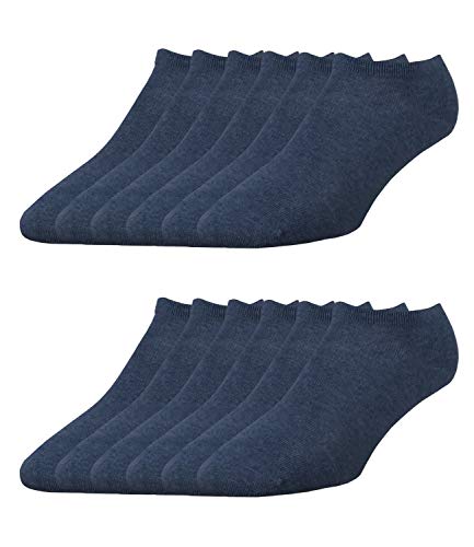 ELBEO Herren Sneaker-Socken Freizeitsocken 906609 12 Paar, Farbe:Blau, Menge:12 Paar (4x 3er Pack), Größe:39-42, Artikel:-9758 demin melange von ELBEO