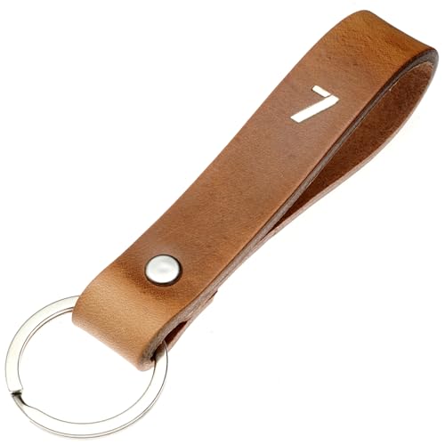ELBERCRAFT® Schlüsselanhänger Leder ALPHABET 7 der Schlüssel Organizer für deine Schlüsseltasche keychain made in Germany braun gold Gravur von ELBERCRAFT