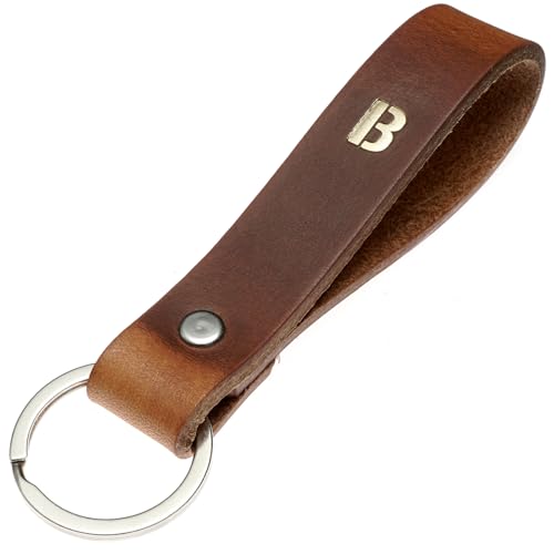 ELBERCRAFT® Schlüsselanhänger Leder ALPHABET B der Schlüssel Organizer für deine Schlüsseltasche keychain made in Germany braun gold Gravur von ELBERCRAFT
