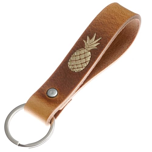 ELBERCRAFT® Schlüsselanhänger Leder Ananas der Schlüssel Organizer für deine Schlüsseltasche keychain made in Germany braun Gravur gold von ELBERCRAFT