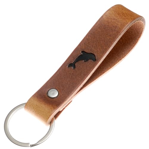 ELBERCRAFT® Schlüsselanhänger Leder Delfin der Schlüssel Organizer für deine Schlüsseltasche keychain made in Germany braun Gravur schwarz von ELBERCRAFT