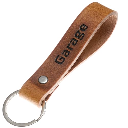 ELBERCRAFT® Schlüsselanhänger Leder Garage der Schlüssel Organizer für deine Schlüsseltasche keychain made in Germany braun Gravur schwarz von ELBERCRAFT