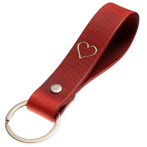 ELBERCRAFT® Schlüsselanhänger Leder Herz Geschenk für Frauen oder Männer pflanzlich gegerbt rot mit gravur gold 12 cm made in Germany Leather Keychain von ELBERCRAFT